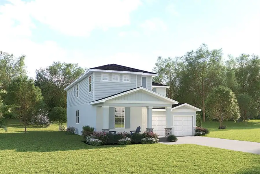 Representative exterior photo of a completed home built from the Rochelle by Ryan Homes in Lake Nellie Crossing, Clermont, FL (Image 2).
