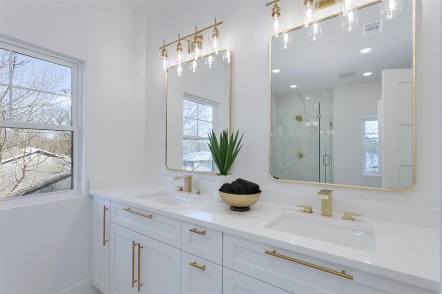 Pretty primary bath with dual sinks