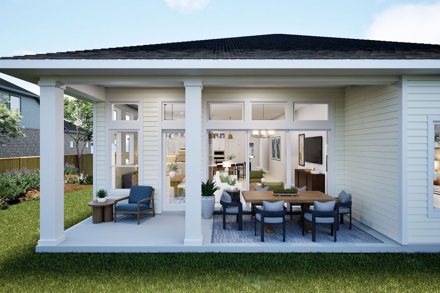 Representative exterior details of a home built from the The Conner by David Weekley Homes in Kissing Tree – Spruce Series, San Marcos (Image 4).