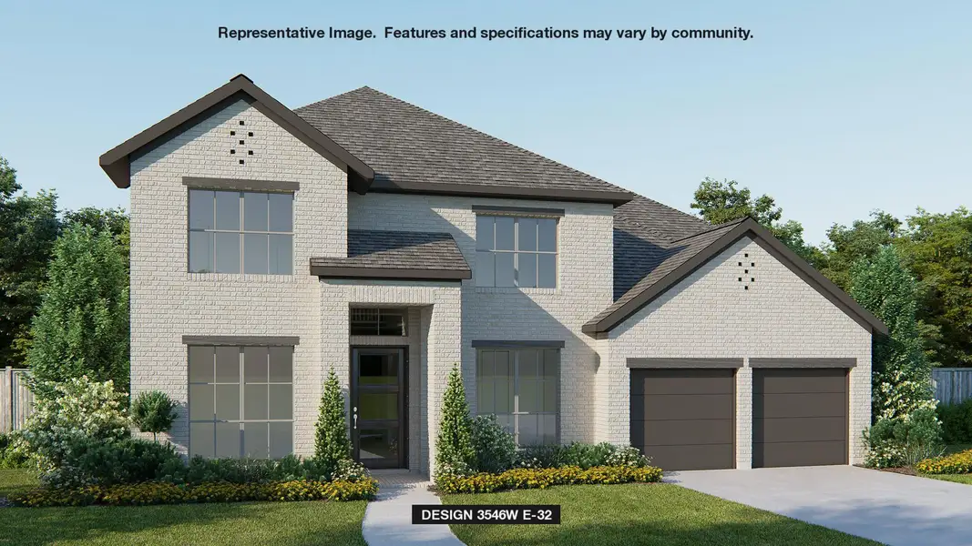 Front exterior of a new home in Everly 60', Tomball, TX, highlighting curb appeal (Image 1).