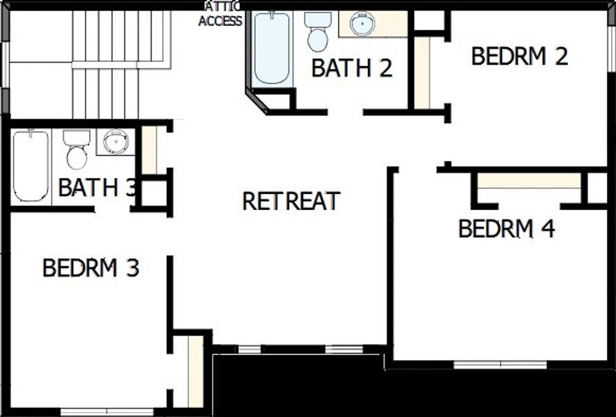 2D floor plan layout of this home in The Preserve at Five Oaks, Lebanon, TN (Image 6).