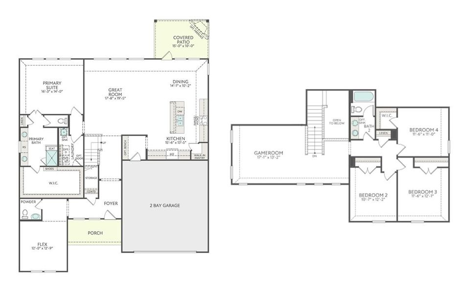 2D floor plan layout for the Dylan by Tri Pointe Homes in Painted Tree, McKinney, TX (Image 3).
