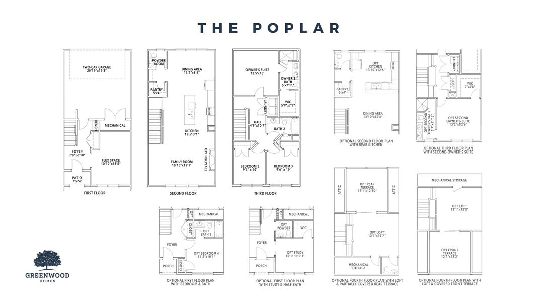 2D floor plan layout for the The Poplar by Greenwood Homes in Sherron Road Townes, Durham, NC (Image 8). 2D floor plan layout for the The Poplar by Greenwood Homes in Sherron Road Townes, Durham, NC (Image 8).