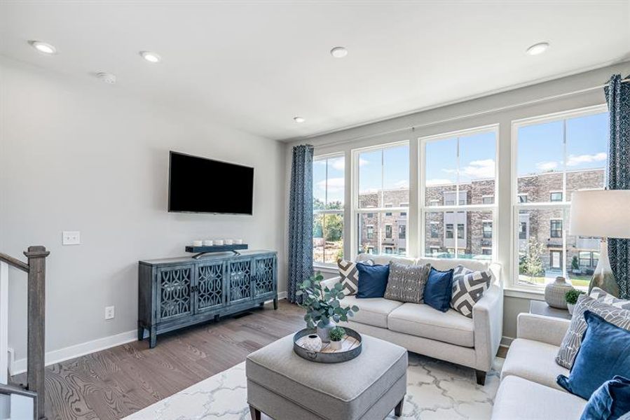 Representative furnished interior of a home built from the Clarendon 4 Story by Ryan Homes in Ashmore Square, Charlotte (Image 9).