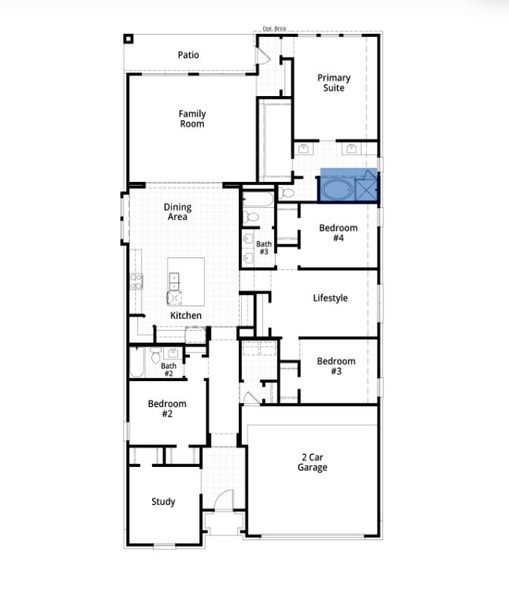 2D floor plan layout for the Grantham Plan by Highland Homes in Two Step Farm: 50ft. lots, Montgomery, TX (Image 3).