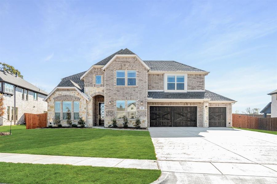 Front exterior of a new home in Triple Diamond Ranch, Mansfield, TX, highlighting curb appeal (Image 22).