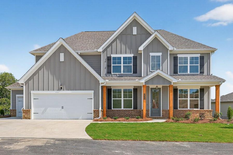 Front exterior of a new home in The Manor at Gainesville Township, Gainesville, GA, highlighting curb appeal (Image 25). Front exterior of a new home in The Manor at Gainesville Township, Gainesville, GA, highlighting curb appeal (Image 25).