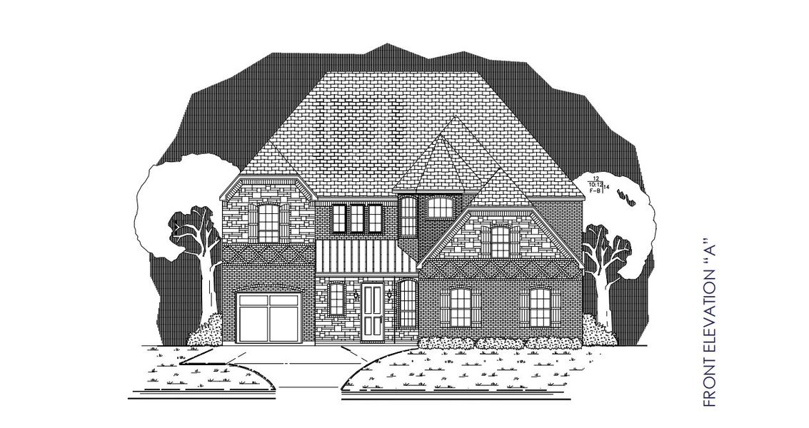 Exterior rendering of this home design in Corner Stone Ranch, Howe, TX (Image 1).