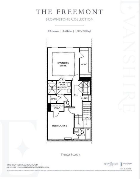 2D floor plan layout of this home in Evanshire Townhomes, Duluth, GA (Image 5).