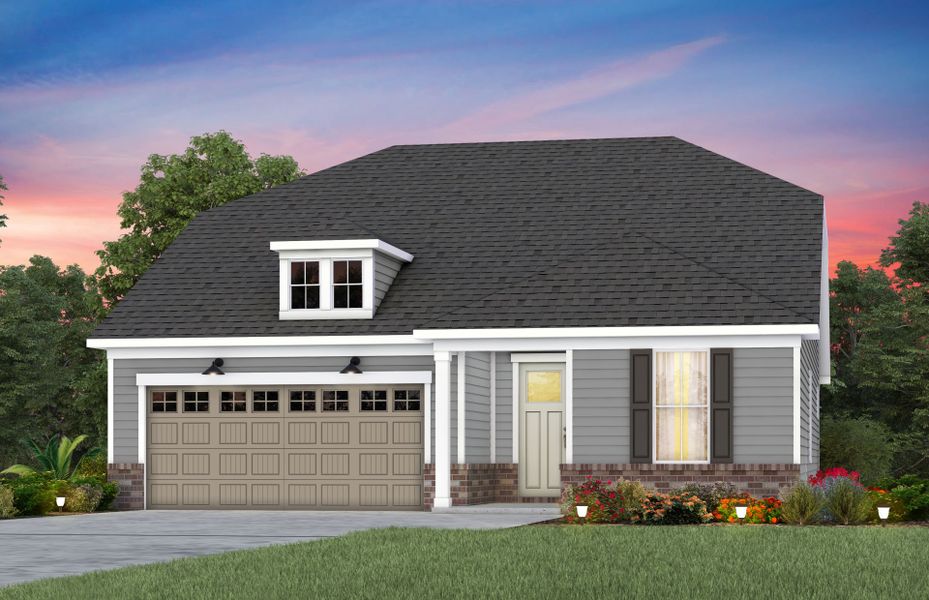 Front exterior of a new home in Carolina Riverside, Belmont, NC, highlighting curb appeal (Image 21).
