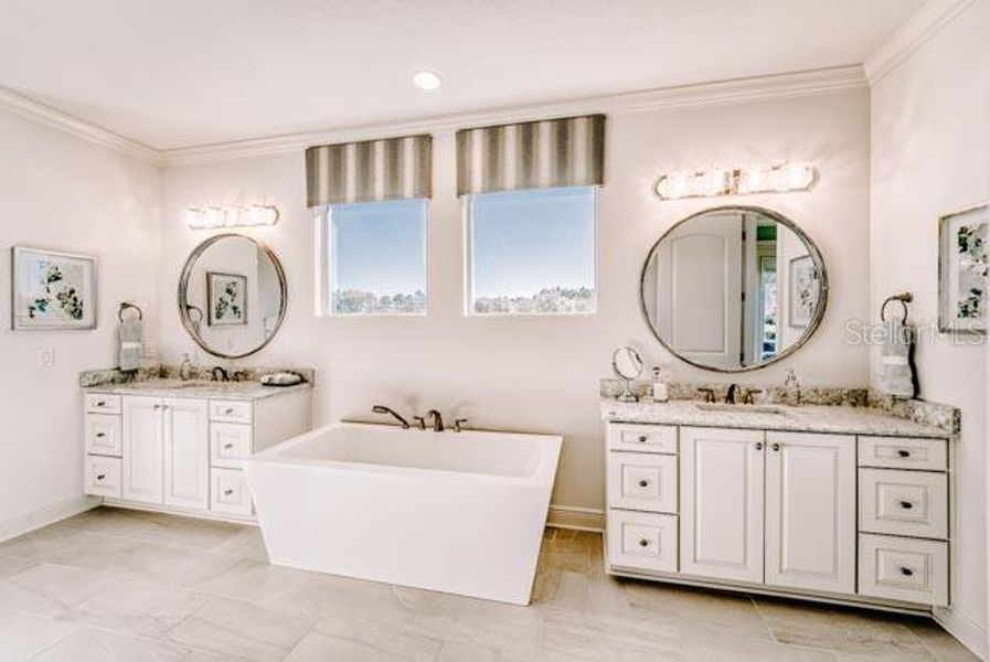 Primary Bath with Double Vanities and European Soaking Tub!