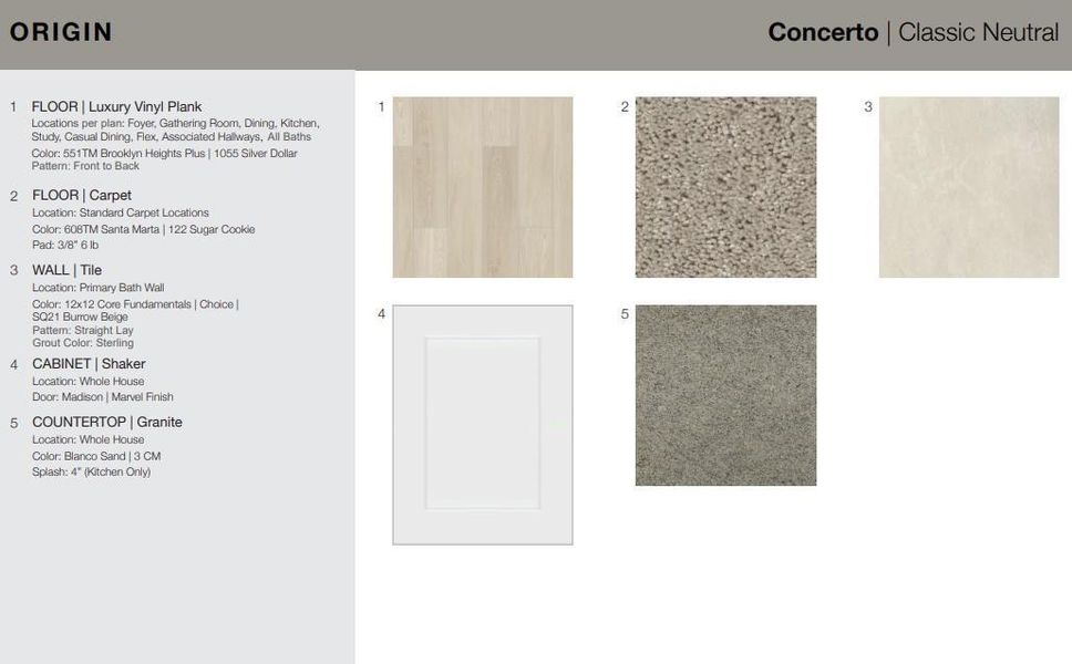 Design Selections. Home is under construction, selections subject to change.