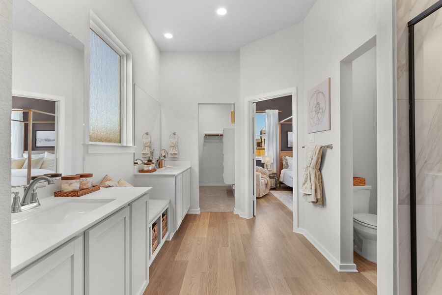 Representative furnished interior of a home built from the Windsor – 45′ Lot by Chesmar Homes in Bridgeland, Cypress (Image 9).