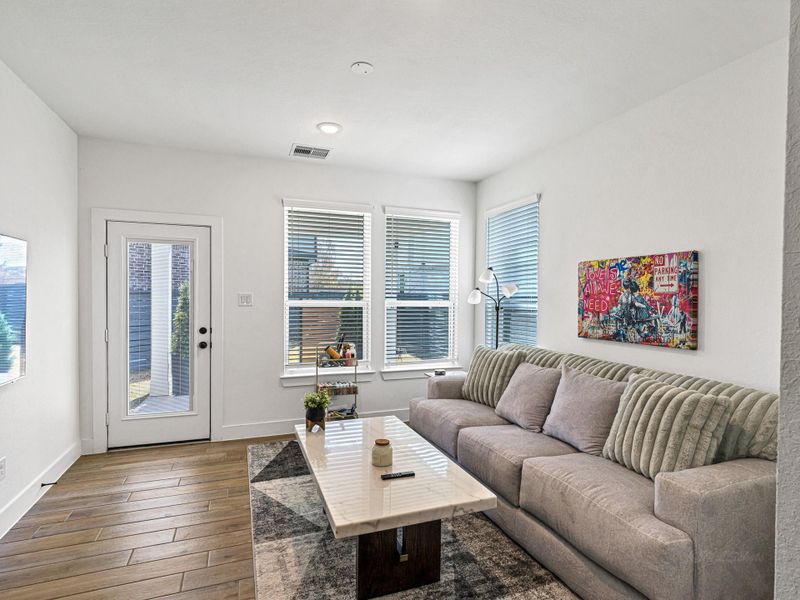 Furnished interior view inside a new home in Bridgeland, Cypress (Image 11). Furnished interior view inside a new home in Bridgeland, Cypress (Image 11).