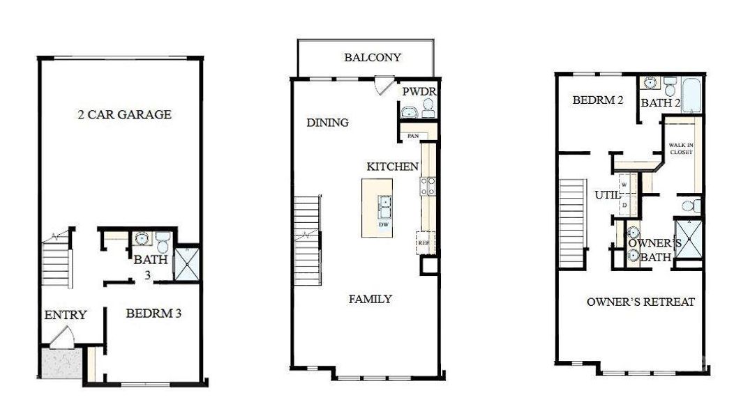 2D floor plan layout of this home in Central Living at Craig, Charlotte, NC (Image 3).