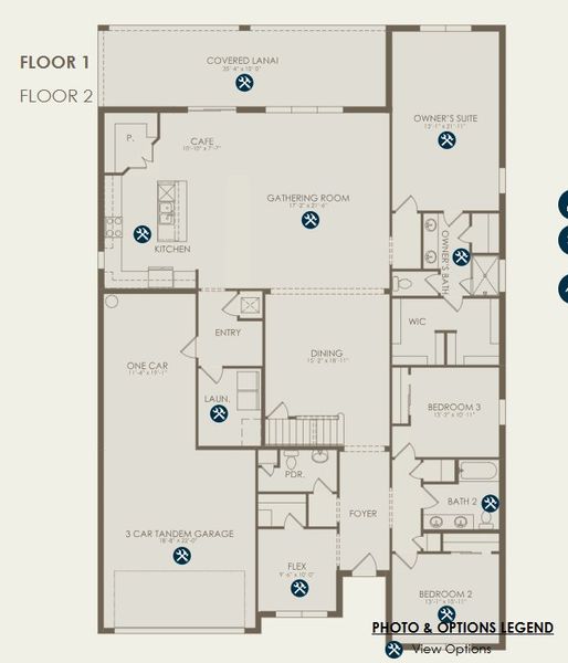 2D floor plan layout for the Easley Grande by Pulte Homes in Sapphire Point at Lakewood Ranch, Lakewood Ranch, FL (Image 3).