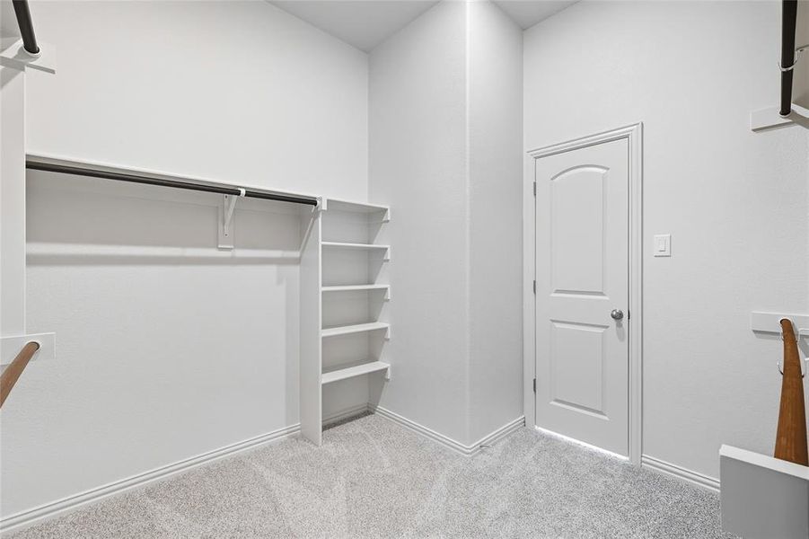 Spacious closet featuring light colored carpet Spacious closet featuring light colored carpet