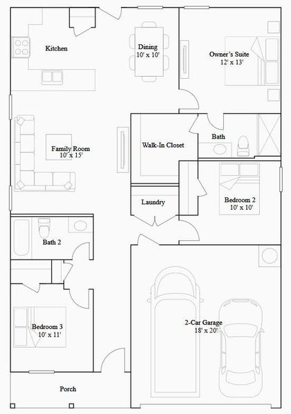 2D floor plan layout of this home in Scotts Bend, Baytown, TX (Image 3).