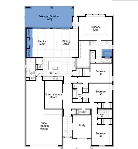 2D floor plan layout of this home in Goodland: 60ft. lots, Venus, TX (Image 4).