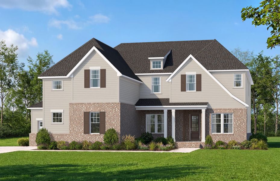 Representative exterior photo of a completed home built from the Sutton by John Wieland in McCoy Farm, Wesley Chapel, NC (Image 14).