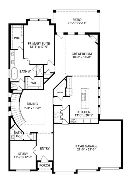 2D floor plan layout of this home in Timberbrook, Justin, TX (Image 3).