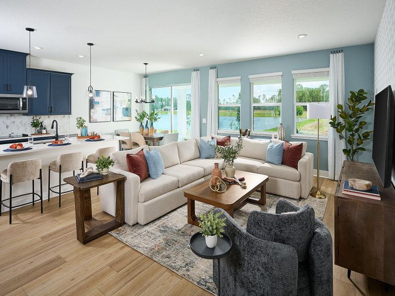 Great room in the Modena floorplan modeled at Ridgehaven