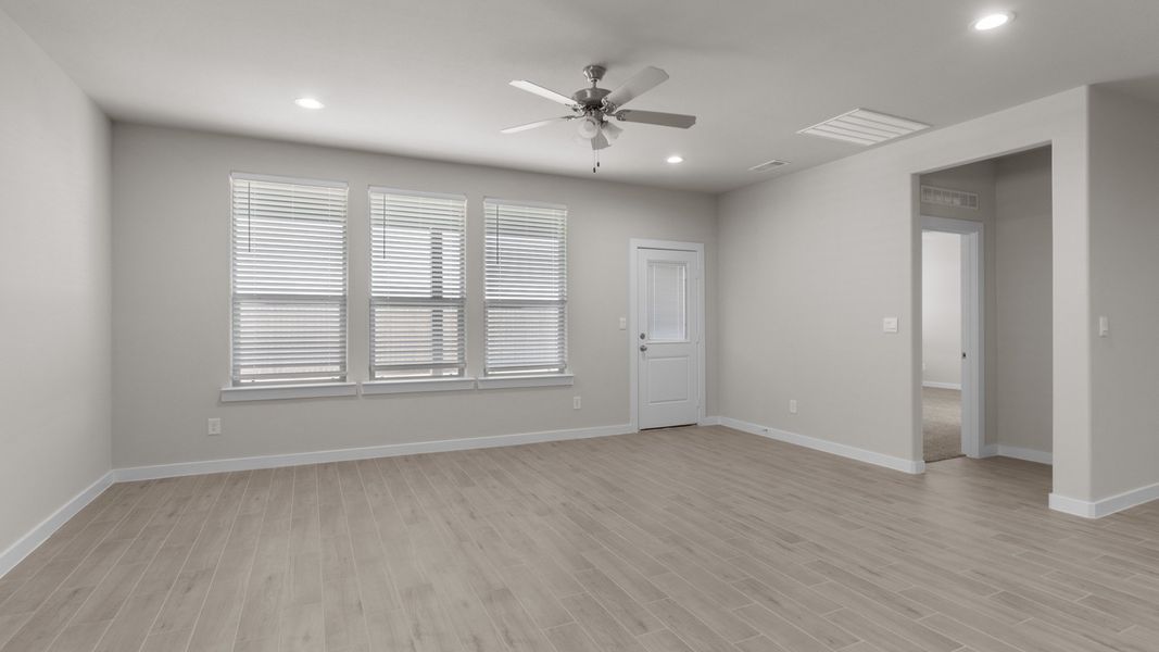 Representative unfurnished interior of a home built from the GLENWOOD by D.R. Horton in Northwest Passage, Midland (Image 10). Representative unfurnished interior of a home built from the GLENWOOD by D.R. Horton in Northwest Passage, Midland (Image 10).