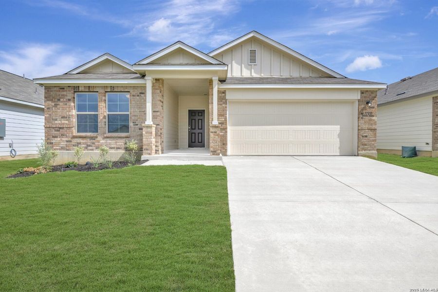 Front exterior of a new home in Greenspoint Heights, Seguin, TX, highlighting curb appeal (Image 1). Front exterior of a new home in Greenspoint Heights, Seguin, TX, highlighting curb appeal (Image 1).