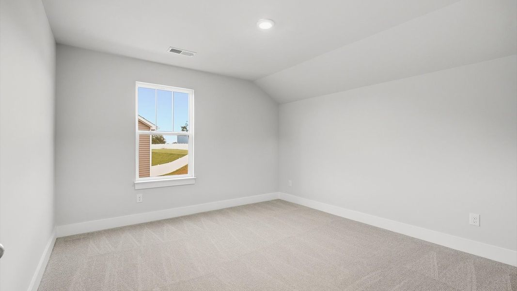 Tasteful bedroom with plush carpet, a walk-in closet, and large windows for abundant natural light