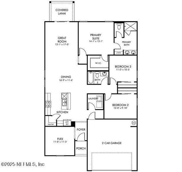 2D floor plan layout of this home in Lakes at Bella Lago - Signature Series, Green Cove Springs, FL (Image 2).