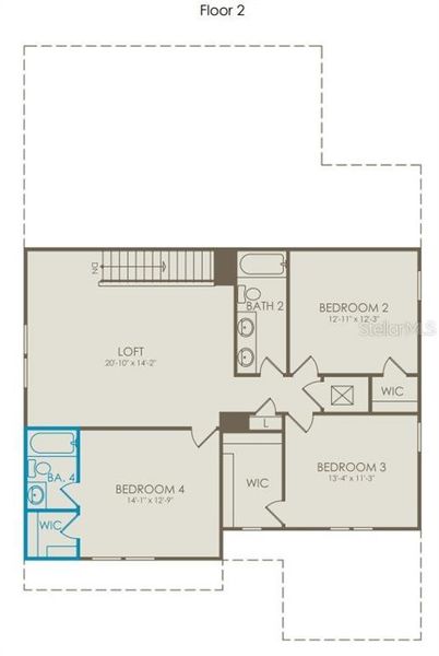 2D floor plan layout of this home in Bridgewalk, St. Cloud, FL (Image 4).