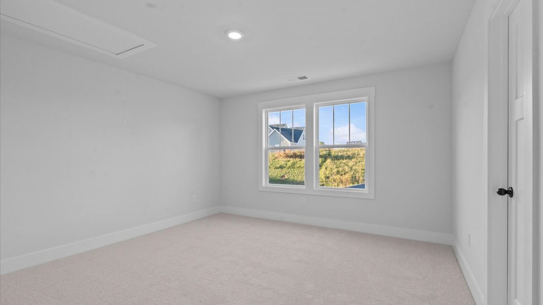 Memorable space with walk-in closet, soft carpeting, and striking natural light from large windows