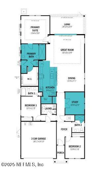 2D floor plan layout of this home in RiverTown - WaterSong, St. Johns, FL (Image 3). 2D floor plan layout of this home in RiverTown - WaterSong, St. Johns, FL (Image 3).