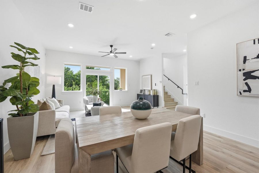The three level design allows for gathering or for privacy - your choice!