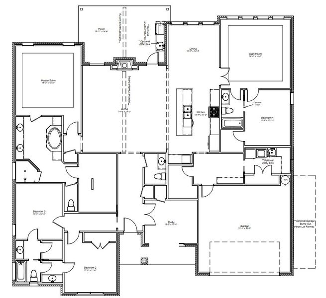2D floor plan layout for the The Sophie by Reece Homes in Greens Prairie Reserve, College Station, TX (Image 4). 2D floor plan layout for the The Sophie by Reece Homes in Greens Prairie Reserve, College Station, TX (Image 4).