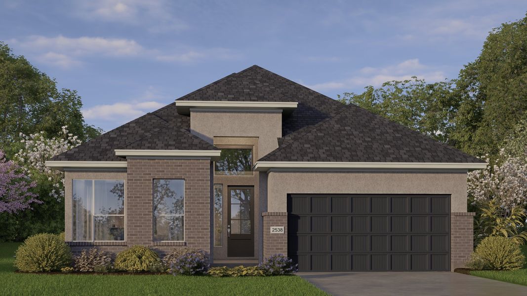 Representative exterior photo of a completed home built from the Lauren by Chesmar Homes in Jubilee, Hockley, TX (Image 5).