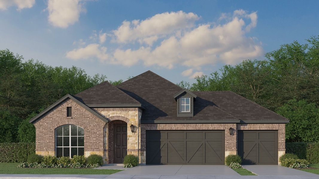 Plan 1522 Elevation A with Stone and 3 Car Garage Plan 1522 Elevation A with Stone and 3 Car Garage