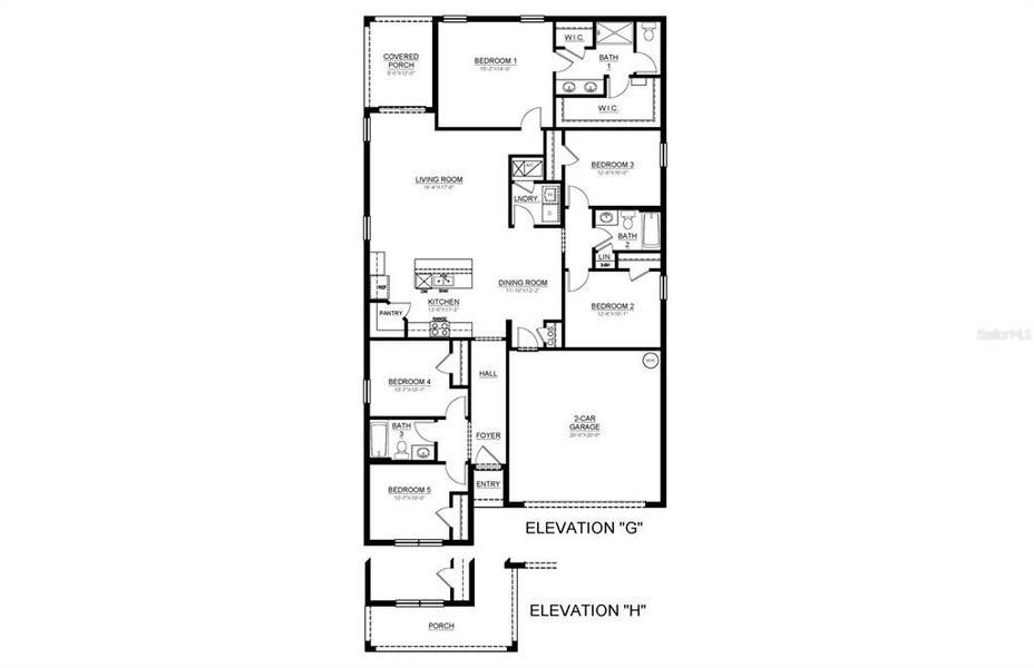 2D floor plan layout of this home in Sandal Key, Weeki Wachee, FL (Image 2).