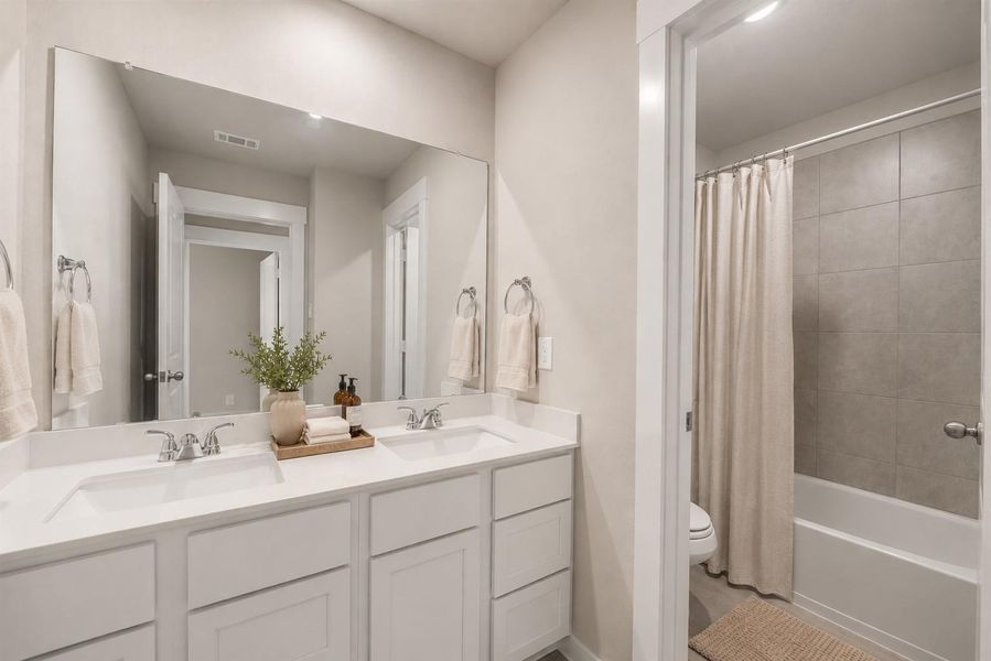 Virtually Staged Secondary Bathroom upstairs Virtually Staged Secondary Bathroom upstairs