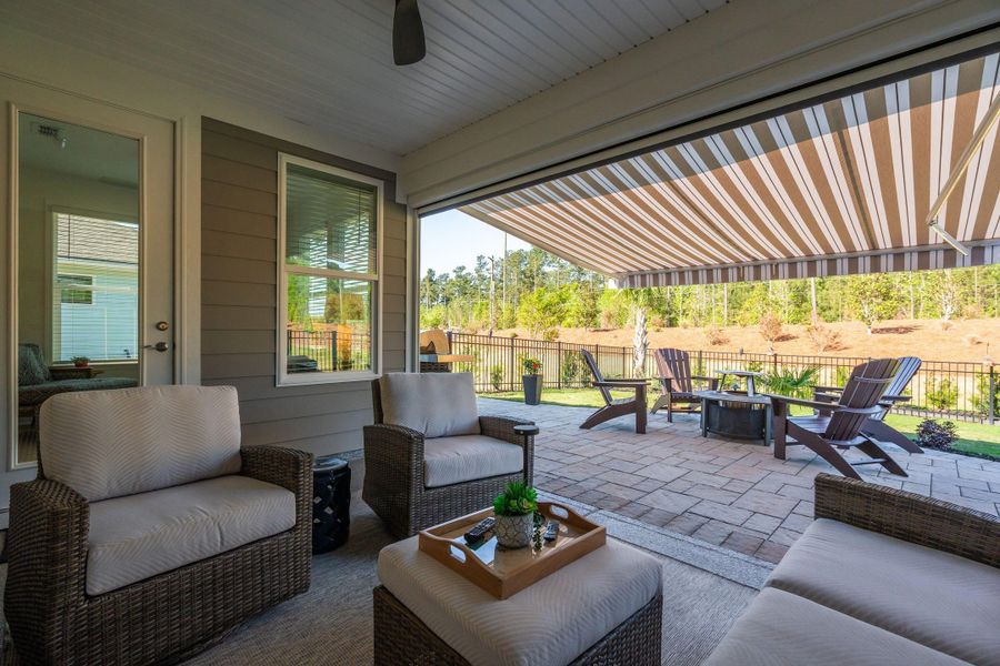Exterior details and patio area of a home in Del Webb Charleston at Nexton, Summerville (Image 30).