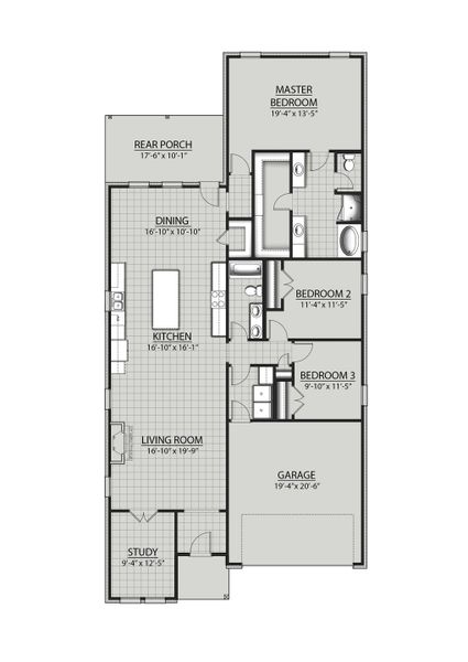 2D floor plan layout for the Boyanci III A by DSLD Homes in Orange Gardens, Orange, TX (Image 2). 2D floor plan layout for the Boyanci III A by DSLD Homes in Orange Gardens, Orange, TX (Image 2).