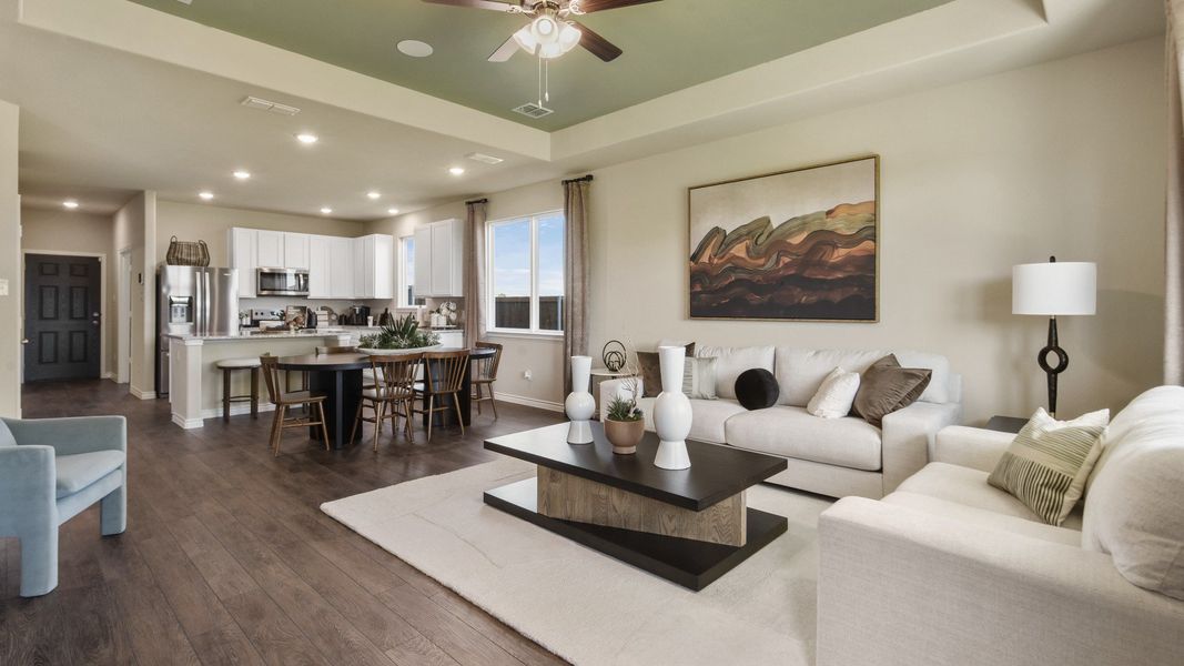 Family room to dining and kitchen