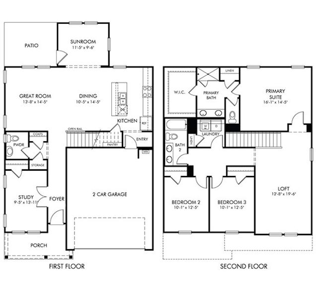 2D floor plan layout of this home in Harmony Manor, Fairburn, GA (Image 2).