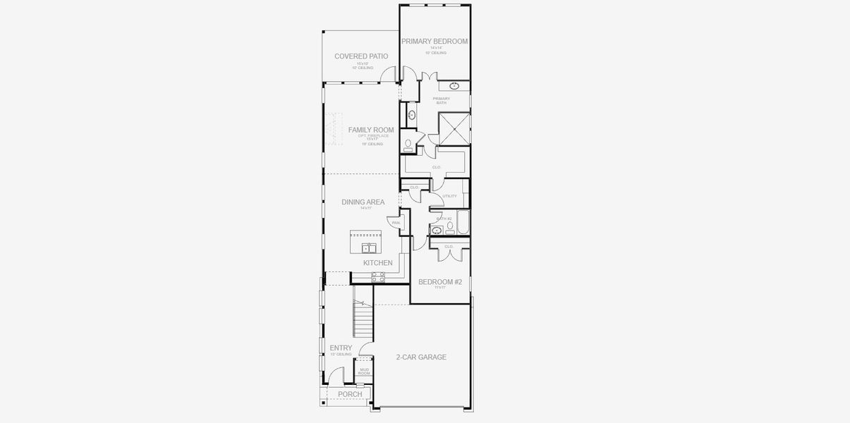 2D floor plan layout for the 2443W by Perry Homes in Wildtree, Montgomery, TX (Image 4).
