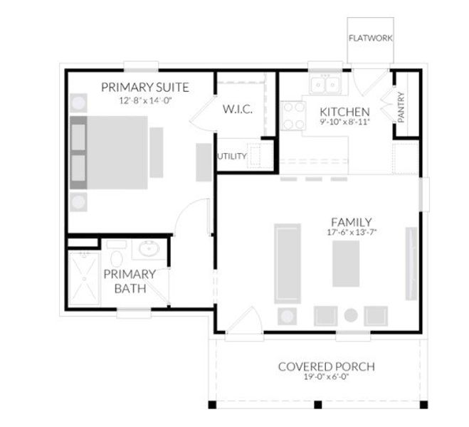 2D floor plan layout for the Casita by Centre Living Homes in Ellis Ranch Estates, Waxahachie, TX (Image 4).