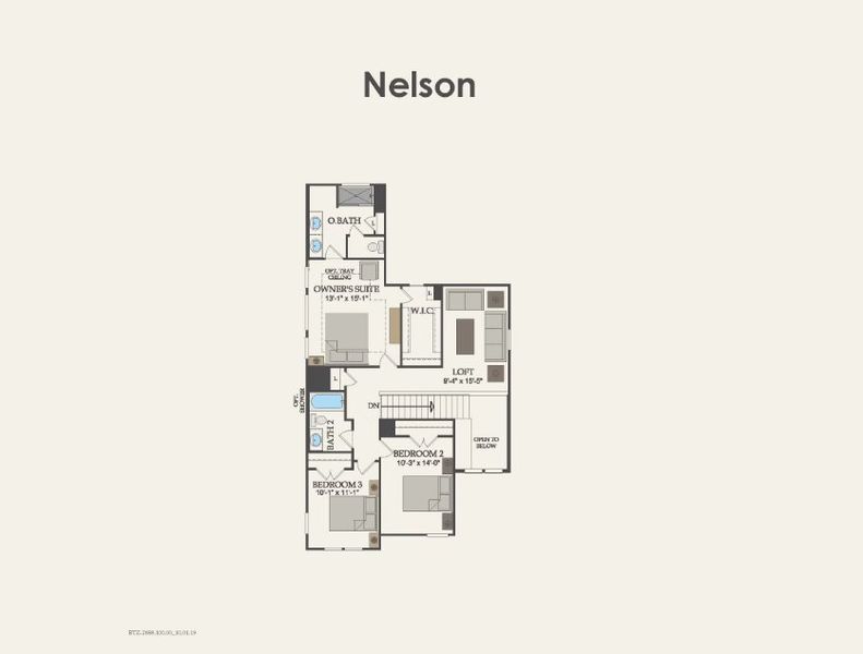 2D floor plan layout of this home in Spiritas Ranch, Little Elm, TX (Image 3).