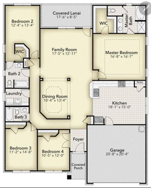 2D floor plan layout of this home in Bayou Bend Estates, Dickinson, TX (Image 1). 2D floor plan layout of this home in Bayou Bend Estates, Dickinson, TX (Image 1).