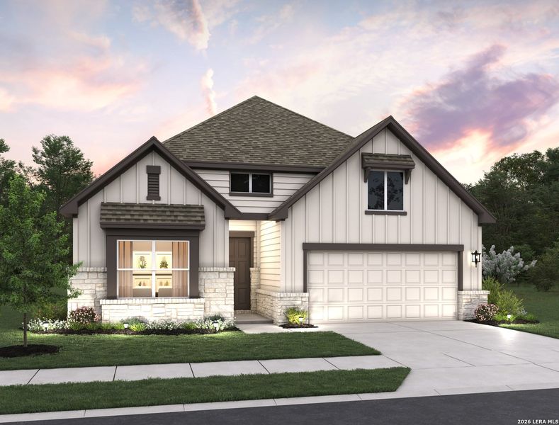Front exterior of a new home in Cordova Trails, Seguin, TX, highlighting curb appeal (Image 1). Front exterior of a new home in Cordova Trails, Seguin, TX, highlighting curb appeal (Image 1).