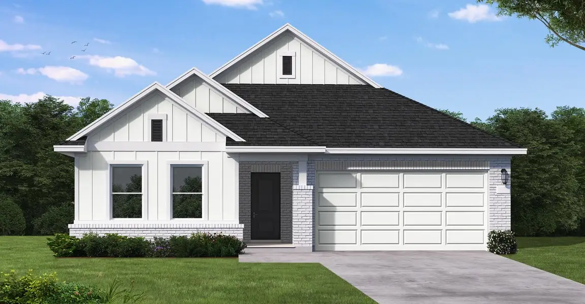 Front exterior of a new home in Windcress, Cove, TX, highlighting curb appeal (Image 1). Front exterior of a new home in Windcress, Cove, TX, highlighting curb appeal (Image 1).