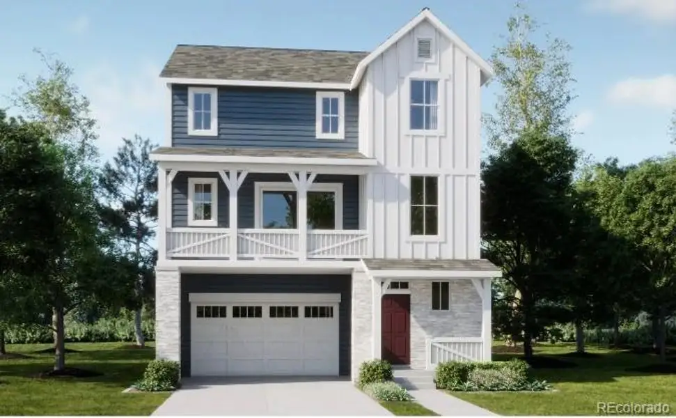 Front exterior of a new home in Parterre, Thornton, CO, highlighting curb appeal (Image 1). Front exterior of a new home in Parterre, Thornton, CO, highlighting curb appeal (Image 1).
